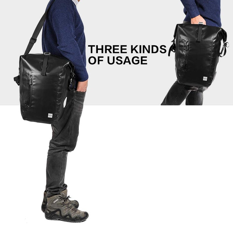 Rhinowalk Bike Pannier Bag Waterproof Bike Bag 23L for Bicycle Cargo Rack Saddle Bag Shoulder Bag Laptop Pannier Rack Bicycle Bag Professional Cycling Accessories-Black - Image 5